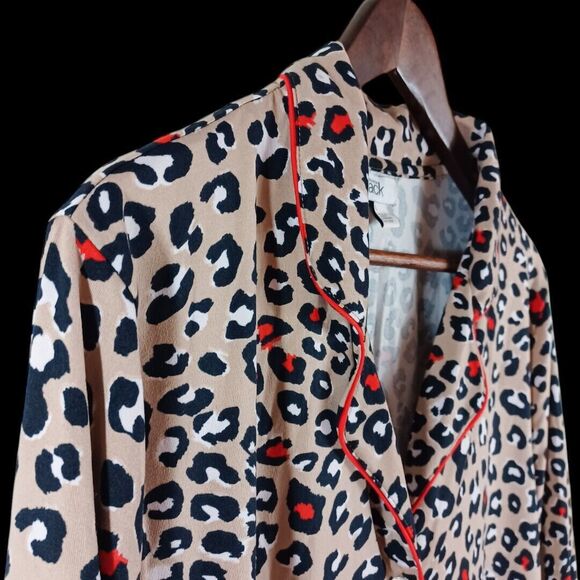 Nordstrom Rack Women Top Pants Cheetah Leopard 2pc Soft PJ's Sleepwear Set Sz L - Picture 2 of 10